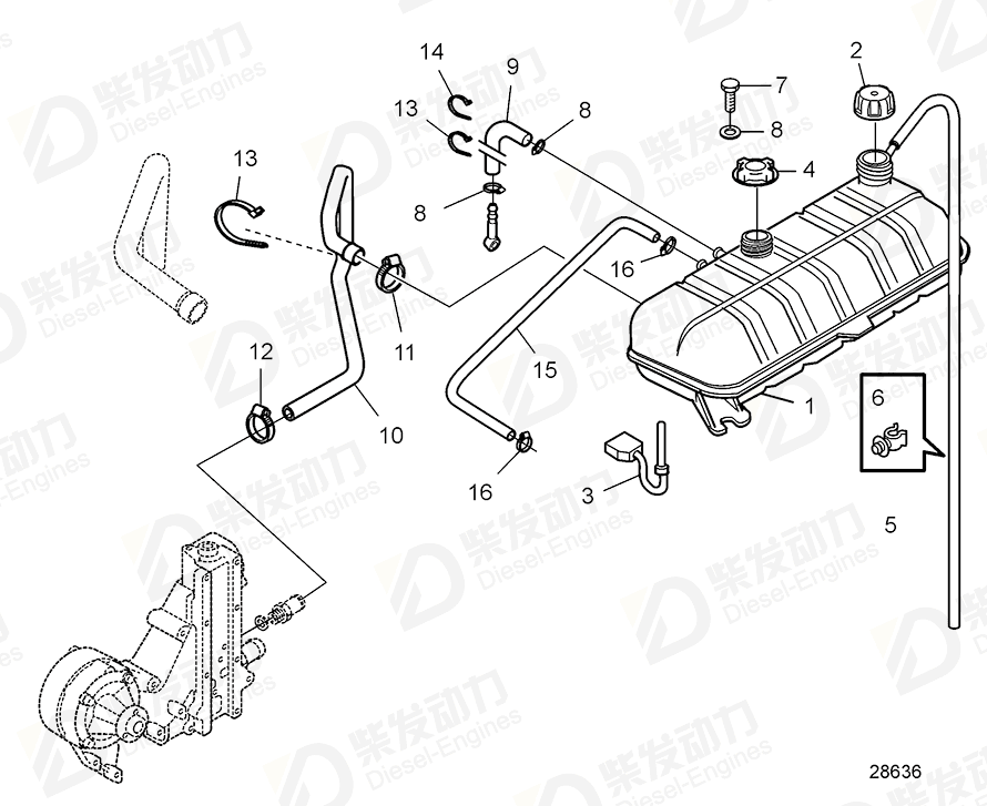 volvo penta Clamping band 20405754 Drawing